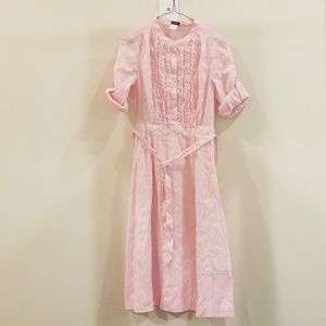 New J Crew pink white candy stripe dress 0 linen
